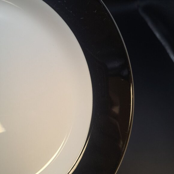 Syracuse China Syralite Black Rim Band Dinner Plate 10-3/4 Inches Stoneware - Picture 8 of 12